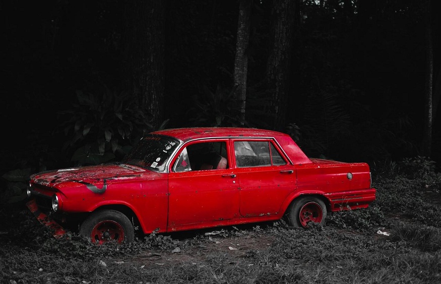 old-red-rustic-car